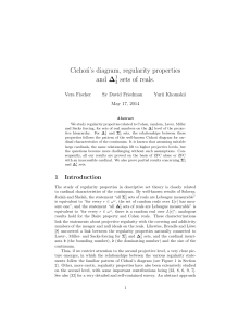 Cichon`s diagram, regularity properties and ∆ sets of reals.