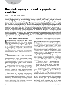 Haeckel: legacy of fraud to popularise evolution