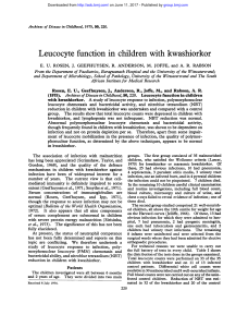 Leucocyte function in children with kwashiorkor