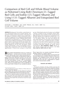 Comparison of Red Cell and Whole Blood Volume as