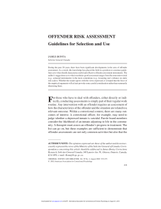 OFFENDER RISK ASSESSMENT Guidelines for - CE