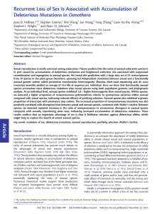 Article Recurrent Loss of Sex Is Associated with