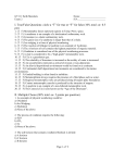 I. True/False Questions: circle a “T” for true or “F” for false (10% total