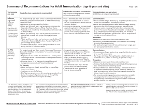 Summary of recommendations for adult immunization (age 19 years