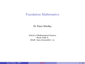 Foundation Mathematics - School of Mathematical Sciences