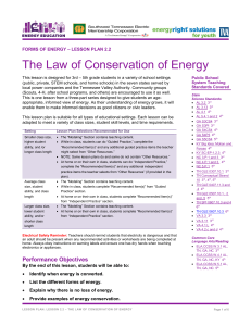 The Law of Conservation of Energy