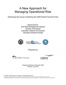 A New Approach for Managing Operational Risk: Addressing the