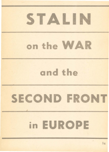 On the War and the Second Front in Europe