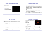 Lecture 1: Properties of the Solar System Properties of the Solar