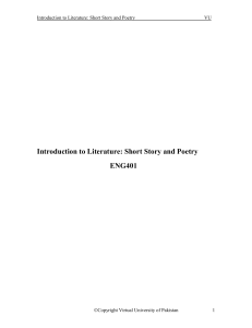 Introduction to Literature: Short Story and Poetry ENG401