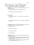 Period 4 Activity Sheet: Transfer of Thermal Energy