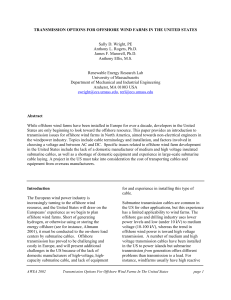 Transmission Options For Offshore Wind Farms In The United States