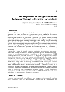 The Regulation of Energy Metabolism Pathways