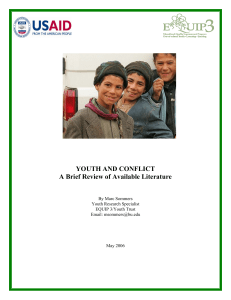 YOUTH AND CONFLICT A Brief Review of Available Literature