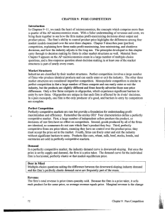 CHAPTER 9: PURE COMPETITION Introduction Market Structures