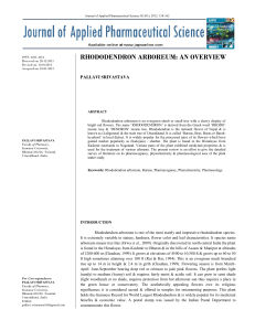 RHODODENDRON ARBOREUM: AN OVERVIEW