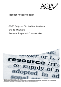 GCSE Religious Studies (specification A) Exemplar scripts