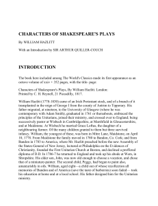 CHARACTERS OF SHAKESPEARE`S PLAYS