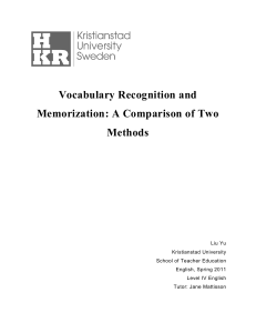 Vocabulary Recognition and Memorization