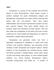 TEXT Bryophyta is a group of the simplest and primitive plants of