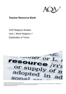 A-level Religious Studies Teacher guidance Explanation of terms