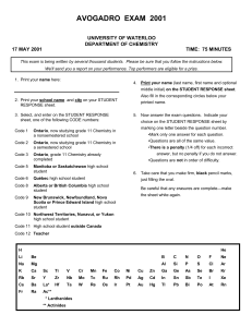 avogadro exam 2001 - University of Waterloo