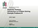 Essential Thinking. Introduction to Problem Solving Example