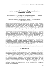 Publication: Amino acid profile of organically grown alternative