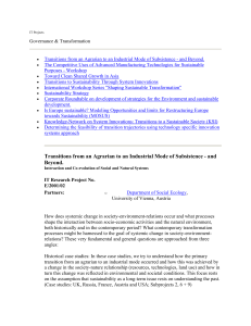 Transitions from an Agrarian to an Industrial Mode of Subsistence