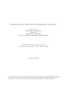 An Introduction to Proofs and the Mathematical Vernacular 1