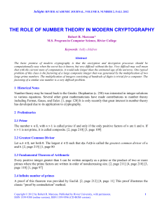 The Role of Number Theory in Modern