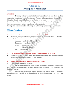 Chapter -13 Principles of Metallurgy