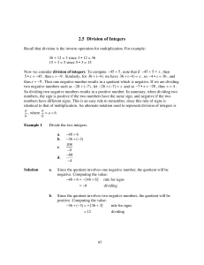 2.5 Division of Integers