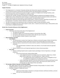 Chapter 17-- Age of Enlightenment Outline