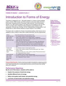 LP 2.1: Introduction to Forms of Energy