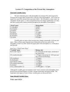 Lecture #7: Composition of the Present Day Atmosphere