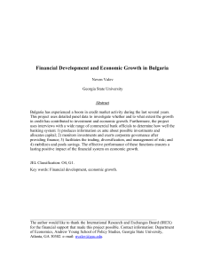 Financial Development and Economic Growth in Bulgaria