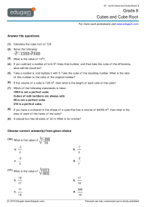 Grade 8 Cubes and Cube Root