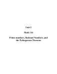 Unit 2 Math 116 Prime numbers, Rational Numbers, and the