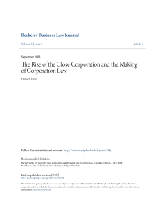 The Rise of the Close Corporation and the Making of Corporation Law