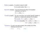 Reflexive property - A number is equal to itself. If x is a real number
