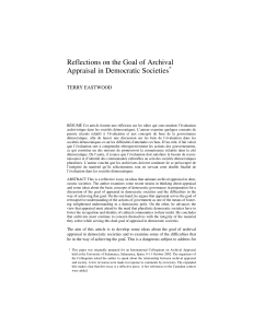 Reflections on the Goal of Archival Appraisal in Democratic Societies
