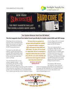 Sun System Releases Hard Core DE Ballast The first magnetic Hard