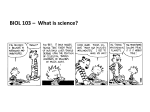 BIOL 103 – What is science?