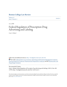 Federal Regulation of Prescription Drug Advertising and Labeling