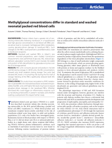 Methylglyoxal concentrations differ in standard and washed