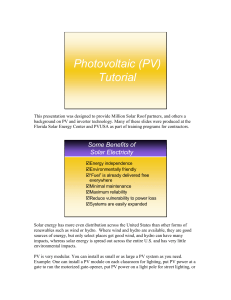 Photovoltaic (PV) Tutorial