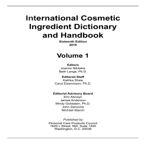 International Cosmetic Ingredient Dictionary and Handbook