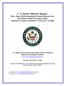 US Senate Minority Report - US Senate Committee on Environment