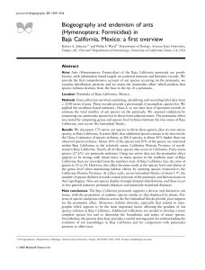 Biogeography and endemism of ants in Baja California